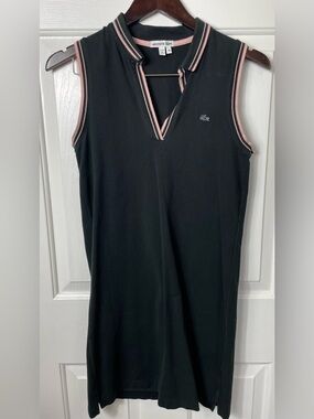 Lacoste Shirt Dress Womens 38 Medium Black Pink Sleeveless Polo Knit
